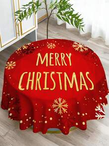 1pc Christmas Series Pattern Printed Tablecloth, Modern Style Polyester Fiber Rectangular Round Waterproof Tablecloth, Digital Printed Tablecloth Suitable For Living Room Home Use, Outdoor Dining Table, Small Round Table - Multicolor - View 6