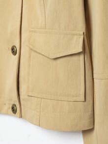 DEEKA Spring/Autumn New Women's European And American Style Fashion Minimalist Pocket Decor Stand Collar Jacket - Khaki - View 7