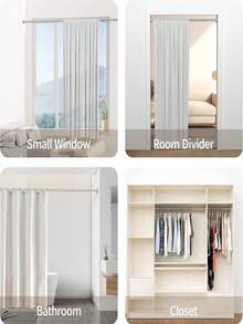 1pc Stainless Steel Shower Curtain Rod, No-Drill Telescopic Rod, Can Be Used For Hanging Clothes Or In Closets. Suitable For Bathrooms, Showers, Kitchens, Closets And Balconies. Easy Installation, Can Be Used As Room Divider, Perfect For Apartments And Rental Homes, With Adjustable Function. - Ssg - View 5