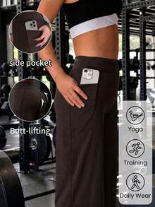 Women's High Waist Tummy Control Butt Lifting Slimming Multi-Function Yoga Pants, Autumn/Winter - Black Coffee - View 7