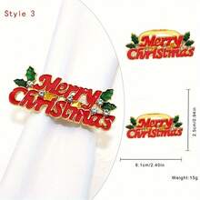 FILIAL MIN Christmas Metal Napkin Rings, Reindeer Garlands, Christmas Trees, Snowflake Napkin Rings, Napkin Clasps, Dining Table Decorations - Style 3 - View 8