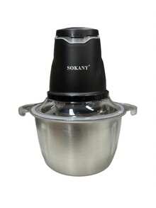 SOKANY 7020 電動絞肉機 料理機，可切蔬菜與打蒜，大蒜泥神器，2L大容量，高功率快速攪拌，304不鏽鋼切碎器附刀片，適用於蔬菜、洋蔥、大蒜 - 黑色 - 查看 1