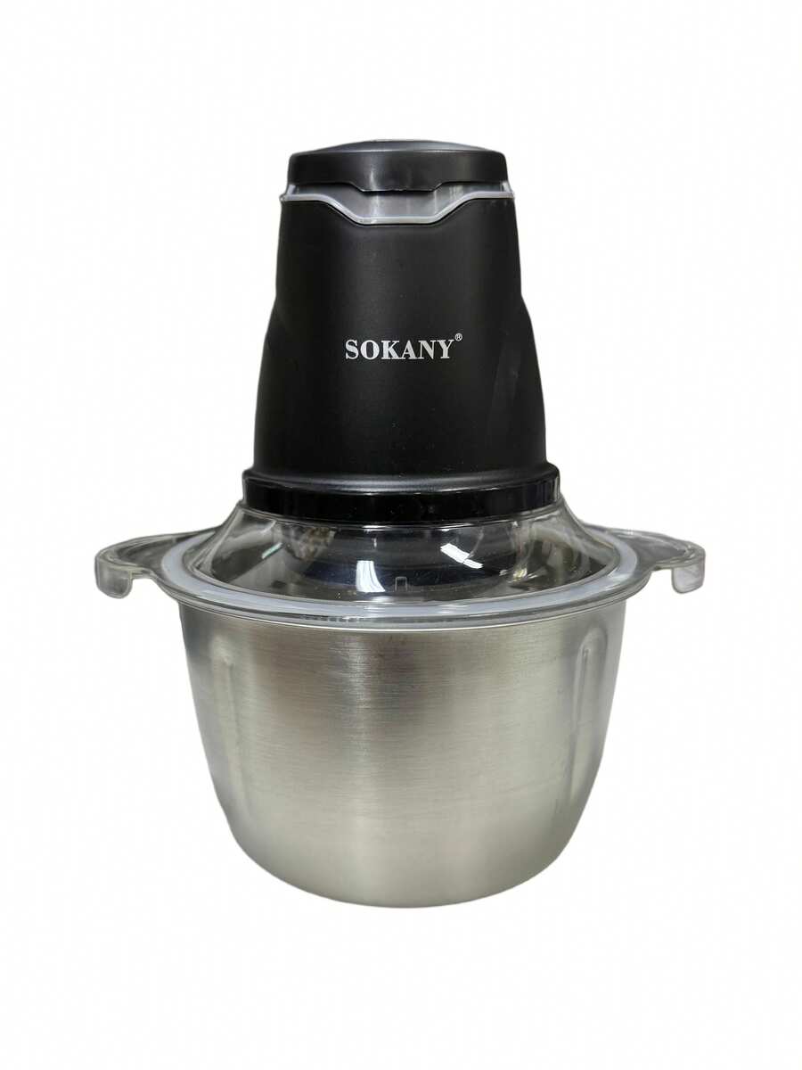 SOKANY 7020 電動絞肉機 料理機,可切蔬菜與打蒜,大蒜泥神器,2L大容量,高功率快速攪拌,304不鏽鋼切碎器附刀片,適用於蔬菜、洋蔥、大蒜 - 黑色 - 查看 1