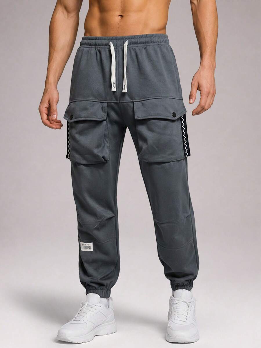 CZRLHYT Men's Outdoor Sports Pants, Solid Color With Pockets Design, Sports Pants For Fitness And Running, Must‑Have Fashion Pants For Outdoor Sports - Grey - View 1