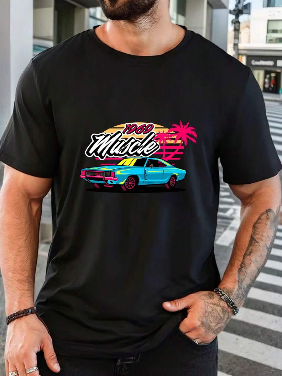 Men's Pure Cotton Short Sleeve T-Shirt Casual Summer Regular Fit Breathable Soft Comfortable Basic Daily Wear Tee For Men - 黑色 - 查看 1