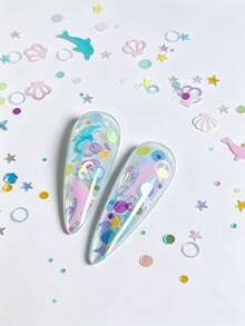 5g Bag Ocean Dolphin Nail Glitter Iridescent Shell Star Mixed Sequins Summer Ocean Style DIY Nail Decor Stickers - Multicolor - View 2