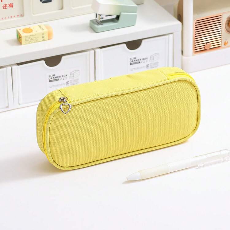 1pc Large Capacity Oxford Fabric Pencil Case - Multi-Layer Storage Pencil Pouch. Solid Color Stationery Bag, Back To School Student Pencil Case, Pencil Box. Multi-Function Pencil Pouch, Stationery Pencil Case For Students - Single Piece - View 7