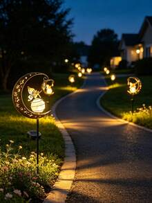 Solar Powered Moon Fairy Garden Stake Light, Outdoor Decorative Light, Garden Lawn Grass Stake Light, Waterproof Solar Light Lawn Decoration, Garden Decoration Flower Bed Light Suitable For Backyard Flower Bed, Romantic Yard Night Scene Ornament, Unique Outdoor Decoration Gift - Moon Fairy Garden Stake Light - View 8