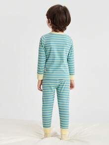 Balabala Baby Thermal Underwear Set Thick Soft Kids Base Layer Pajama Set Cozy Winter Sleepwear - Blue-green Hue - View 5