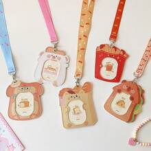 Food Cartoon Lanyard Card Holder Cute Toast Bear Student Campus Meal Card Bus Subway Card Idol Photo Card Storage Protective Case - Multicolor - View 8