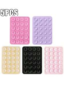 5pcs Silicone Suction Cup Phone Holder, Suitable For Smartphones, Non-Slip Adhesive Grip, Supports Hands-Free Viewing, Video Calls, Gaming, Car Dashboard And Bedside Use, Portable Phone Stand, Multi-Function Suction Cup, Gift For Friends, Ideal Holiday Small Gift - Multicolor - View 2