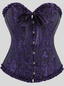 Elegantes Vintage-Korsett-Top im Hofstil mit Vorderknöpfen, Schnürung hinten, Taillenformung durch Stäbe, geeignet für Hochzeit, Party, Halloween-Outfit - Verschiedenfarbig - Übersicht 117