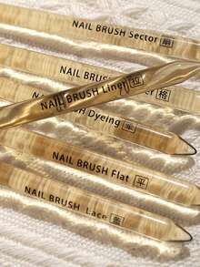 Amber Clear Handle Nail Art Brush Set Professional UV Gel Painting Liner Gradients Brushes Acrylic Manicure Tool With Caps - Ginger - View 3