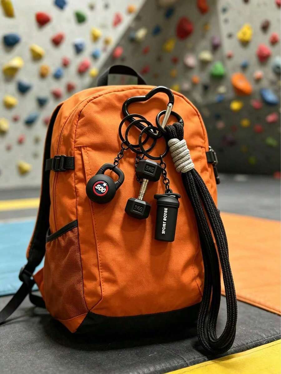 健身運動系列鑰匙圈,創意吊飾鑰匙環,背包裝飾鑰匙鏈,汽車鑰匙環,多件混色鑰匙配件組 - 彩色 - 查看 1