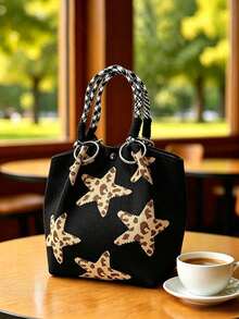 Classic Colorblock Polka Dot Casual Versatile Artistic Bucket Bag, Multi-Functional Daily Commute Handbag, Suitable For Niche Shopping And Dating - Black - View 8