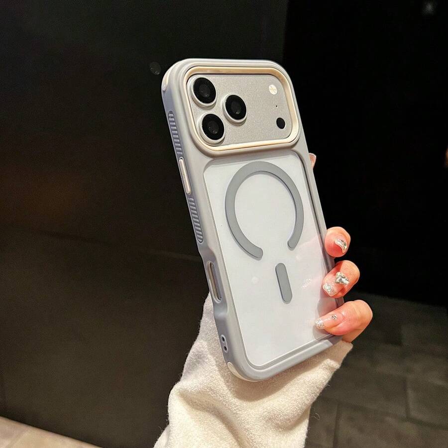 Koolife Compatible With Apple 17/16/15/14/13 Pro Max Contrast Edge Semi-Transparent Matte Phone Case, Raised Camera Anti-Drop Design, Ultra-Thin Magnetic Wireless Charging, Heavy-Duty Shockproof Armor Integrated Lens Protection Cover, Suitable For Daily Use, Anniversary Gift, Birthday Gift - Grey - View 1