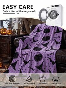 1pc Halloween Flannel Blanket, Single-Sided Print, Soft & Lightweight, Cartoon Pattern, Comfortable & Easy To Care, Multi-Purpose Blanket, Suitable For Bedroom, Sofa, Study And Dorm, Room Decor, Halloween Decor, Ideal Halloween Gift, Perfect Birthday Gift - Multicolor - View 10