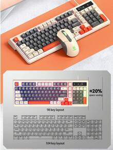 T-WOLF Set Keyboard dan Mouse Gaming, Keyboard dan Mouse Berkabel dengan Lampu Latar, Keyboard Kantor/Rumah Berkabel 98 Tombol dengan Blok Warna Kustomisasi Cetakan Pribadi, 6 Buah Mouse Multi-Warna - View 6