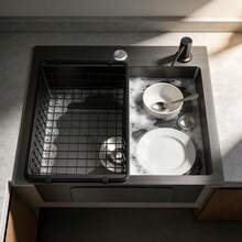 50*40cm Black Built-In Kitchen Sink, Stainless Steel Single Sink, Kitchen Sink With Drain Accessories Handmade Modern Sink - 50*40cm - View 3