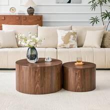 Set Of 2 Round Coffee Tables With Storage Space, Nesting Table Wood Look MDF, Approx. 62.8cm/44cm Diameter, Living Room Side Table With Removable Lid &Amp; Cavity, 62.8 X 62.8 X 35 Cm - Brown - View 1