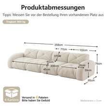 Sofa Beige Made Of Chenille For Living Room And Lounge - 米色四座 - 查看 4