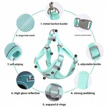 1 buah Rompi Harness Hewan Peliharaan Musim Panas Baru Ringan Sangat Bernapas Tali Dada Anjing Cepat Kering Hadiah Anjing - Grey - View 4