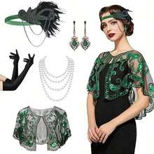 1920s Vintage Style Party Costume Set - Suitable For Fashion Enthusiasts Seeking Classic Retro Style To Attend Vintage Themed Events, Halloween - Multicolor - View 9