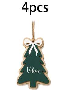 Custom Christmas Tree Wooden Plaque, Personalized Gift Decor, Farmhouse Holiday Ornament, Customized Name Tag For Xmas Tree, Customizable Present Decoration, Festive Home Hanging Sign, Christmas Gift For Family, Christmas Ornament, Living Room Decor - Style a - View 22