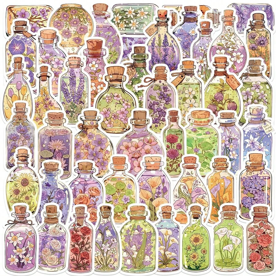 Autocollants de bouteilles floraux vintage, Arts & Artisanat, Pour décorer la papeterie, les bouteilles d'eau, les bagages, le réfrigérateur, la planche à roulettes, la guitare - 1 Set - Voir 1
