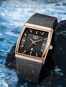 Foxbox LIGE Men's Fashion Luxury High-End Brand Watch, Stainless Steel Band Quartz Watch, Waterproof, Daily Wear, Luminous Dial, Men's Watch - Silver - View 6