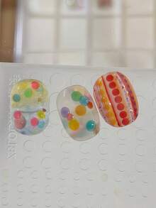 1pc Nail Art Mold With Glitter Small Round Pieces, DIY Transparent Silicone Mold Nail Decoration - Clear - View 6
