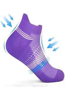6 Pairs Random Assorted Women's Sports Breathable Short Socks, Gradient Colorful Anti-Slip Dot Pattern, Low-Cut Non-Slip Heel, Tennis Running Walking Fitness Sports Socks - Multicolor - View 3