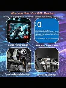 GPU Graphics Card Bracket Anti Bend Support Adjustable Chassis Fan Bracket 6-96mm Fan Position Fixed Metal White/Black - View 7
