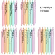 6/12/30/60pcs Macaron Color Inspirational Positive Energy Encouragement Quote Pen Set, Black Ink, Easy-Clip Rubber Texture Ballpoint Pens, Colorful Diary Writing Stationery Pens - Multicolor - View 12