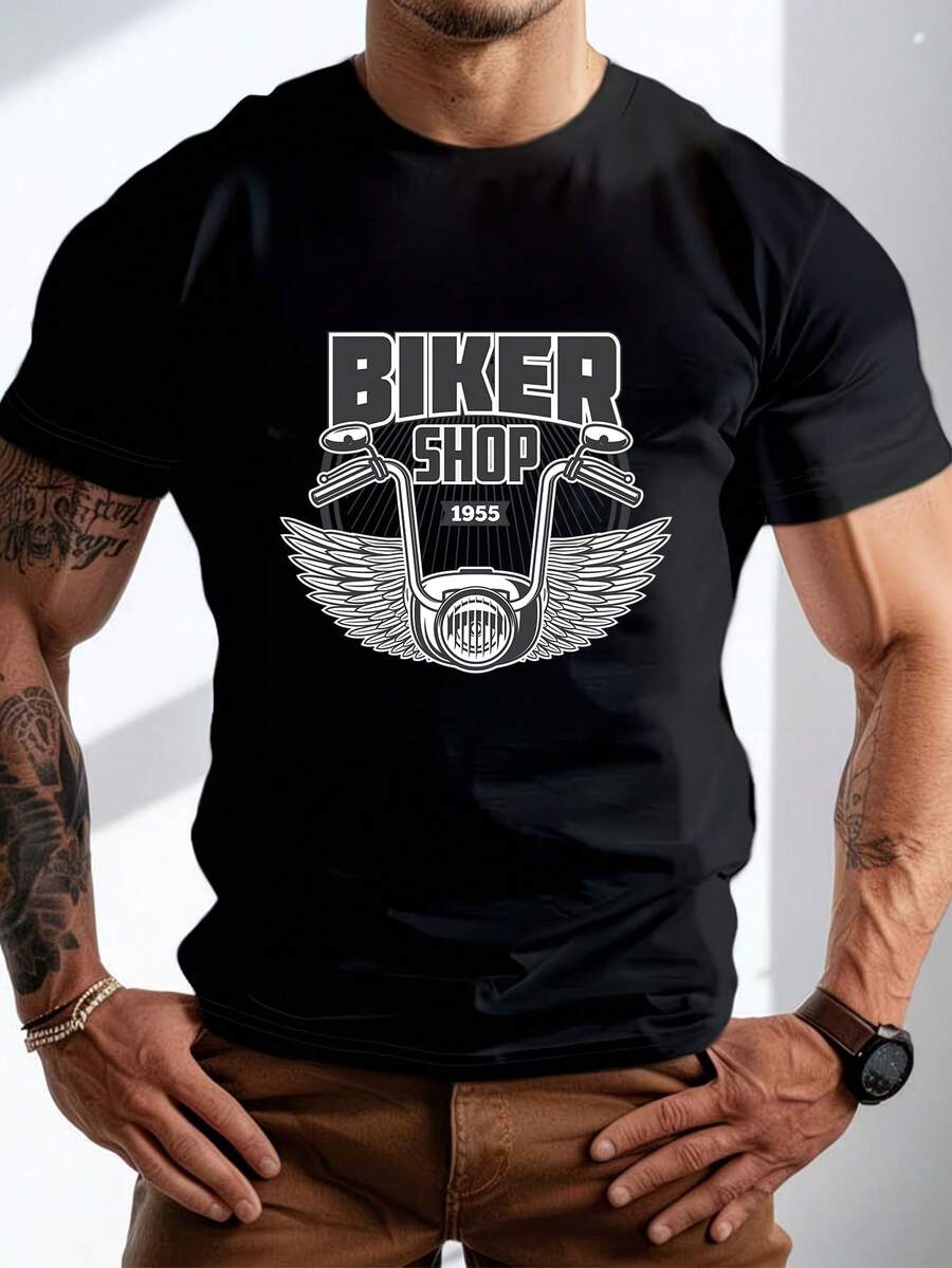 Men's Pure Cotton Short Sleeve T-Shirt Casual Summer Basic Regular Fit Comfortable Breathable Everyday Wear Top - 黑色 - 查看 1