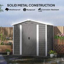 7 X 4ft Garden Shed - Light Grey Steel Storage Shed Frame With Foundation Kit In Metal For Garden - Light Grey - View 6