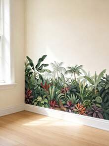 Fresh Tropical Green Plant Leaf Bedroom Living Room Entryway Home Background Wall Decor Self-Adhesive Wall Sticker - Multicolor - View 1