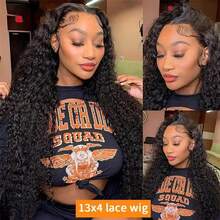 Natural Deep Wave Human Hair Wigs 36 Inch Extra Long 13x4 13x6 HD Lace Frontal Design 200 Density Voluminous Tangle Free Durable Hair Wigs - Natural Black - Ver 5