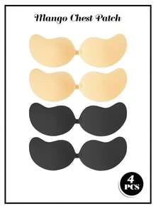 4/6pcs Invisible Lift Bra, Mango-Shaped Adhesive Bra, Women's Bra, Self-Adhesive Silicone Breast Pads, Suitable For Wedding Dress, Nude And Black Colors Available, With Adhesive Pads, Suitable For All Seasons - Multicolor - View 10