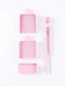 1 Set 4pcs Cute Pink Cat Paw Shaped Sorting & Picking Tool Kit, Includes Sorting Tray, Storage Box And Tweezers, Suitable For Children And Adults DIY Use, Applicable For Bead Assembly, Jewelry Making And Bead Decoration & Finishing - Multicolor - View 12