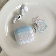 Transparent Pink & Blue Plaid Star Pendant Earphone Case Compatible With AirPods Case 2/3/4/Pro/Pro2/Pro3, Anti-Drop Earphone Case, Gift, Fashion Accessory, Combining Aesthetics And Practicality - Translucent Pink Blue - View 7