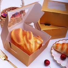 5/10pcs 6*6*3 Inch Fit 4 Inch Cake Transparent Window Paper Pastry Cake Packaging Box Minimalist Versatile Square Birthday Wedding Holiday Party Best Friend Tea Break Home Baking Store Pastry Takeout Gift Box - View 4