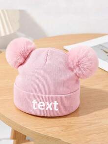 1pc Personalized Name Winter Knit Hat, Customized Newborn Baby Toddler Children Pom Pom Knit Hat, Personalized Name Knit Hat, Ideal Gift - Multicolor - View 13