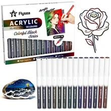 Flysea New Colorful Series 14pcs/Box, Vibrant Macaron Dopamine Gray Blue Green Brown And More Professional Acrylic Marker Pens, New Free Ink System, Multiple Color Combinations Available, Newly Launched, Better Quality, Smoother Writing Experience, Designed For Professional Artists - Sets - View 23