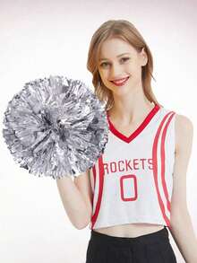 2pcs Cheerleading Handheld Pom Poms With Ribbons, Dance Performance Props, Square Dance Game Props, Suitable For Football, Basketball, Rugby And Sports Performances, Team Sports, Dance And Cheerleading Performance Props - Multicolor - View 17