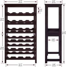 Estante para vino de bambú capacidad 24 botellas, organizador de vino de pie de 6 niveles con mesa superior, estructura estable sin tambaleo, color café - Marrón - Ver 2