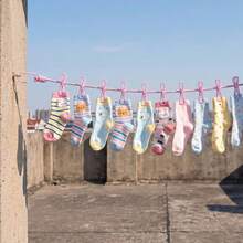 Portable Indoor/Outdoor Clothesline With Clips, Windproof And Anti-Slip, Nylon Perforated Rope, Suitable For Travel, Camping, Rental, Dorm, Hotel, Includes Storage Bag Set - Multicolor - View 9