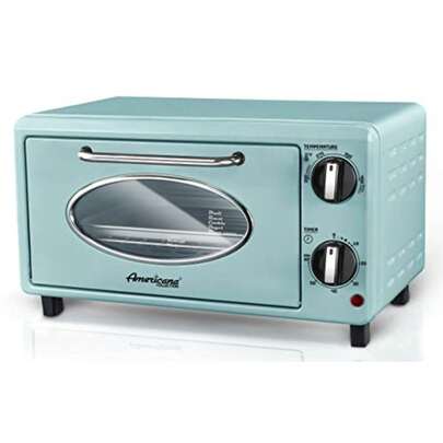 Elite Gourmet by Maximatic Americana Collection ETO147M Diner 50's Retro Countertop Toaster oven, Bake, Toast, Fits 8" Pizza, Temperature Control and Adjustable 60-Minute Timer 1000W, 2 Slice, Mint