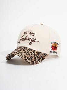 1pc Women's NO HARD Letter Side Rose Embroidered Baseball Cap, Adjustable Sun Protection Casual Hat, Suitable For Outdoor, Spring/Autumn Travel, Tourism, Beach Vacation - Multicolor - View 5