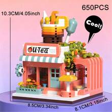 Street Scene Store Building Block Set, 4 Decoration Styles: Coffee Shop, Flower Shop And Bubble Tea Shop Architectural Models; DIY Building Block Toy; Exquisite Desktop Home Decor; Stress Relief Puzzle Gift For Adult Women - Multicolor - View 8